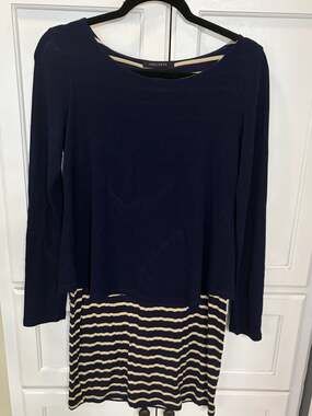 Hail3y:23 Long Sleeve Popover Knit Striped Dress Nautical Coastal Preppy